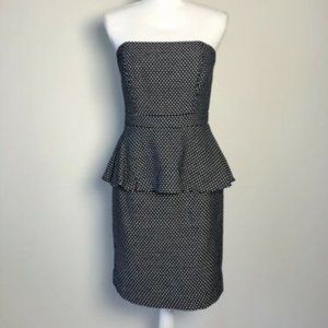 Shoshanna Size 6 Navy Strapless Peplum Dress